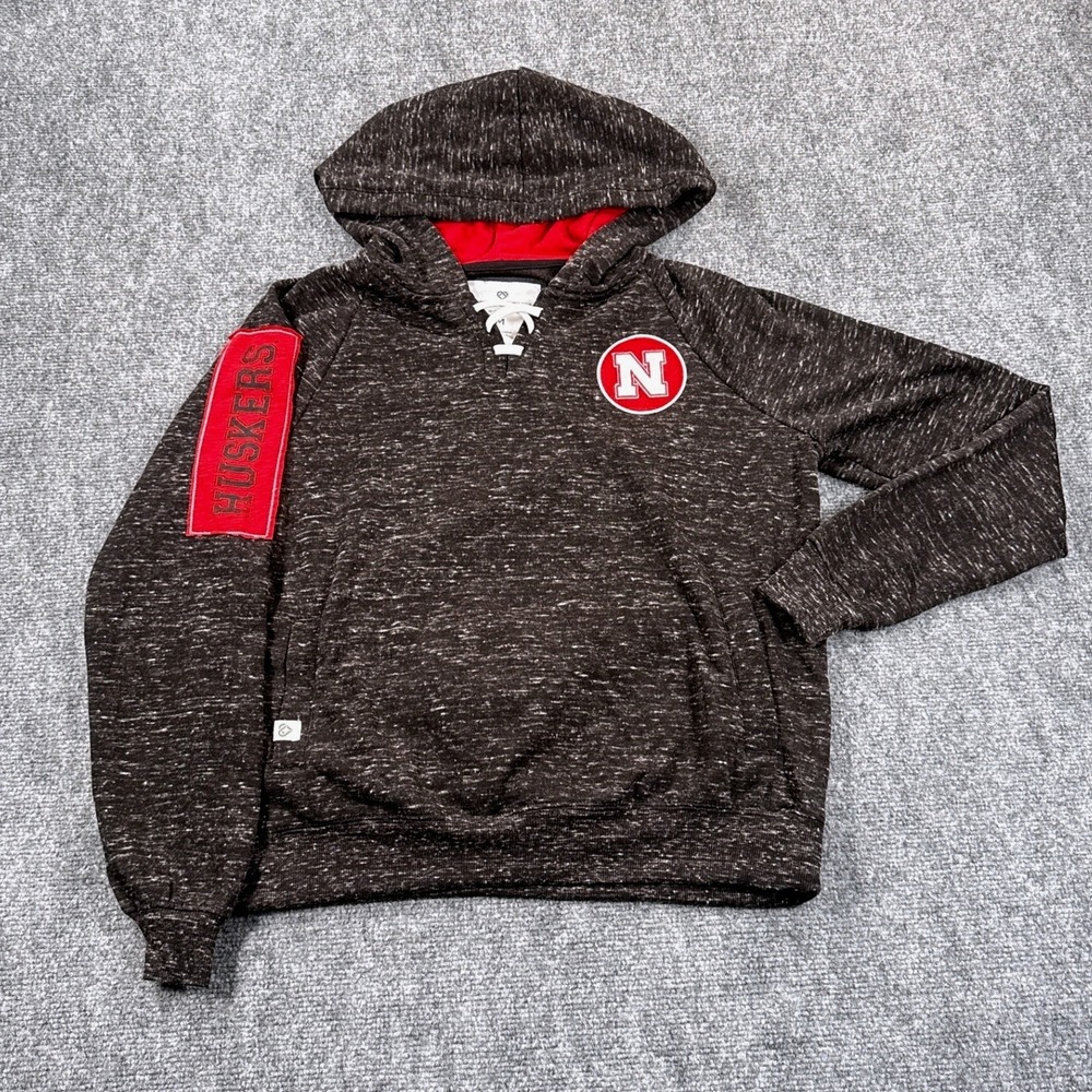 Nebraska Cornhuskers Hoodie Womens M Colosseum Huskers NCAA Black Red NWT - Picture 2 of 8
